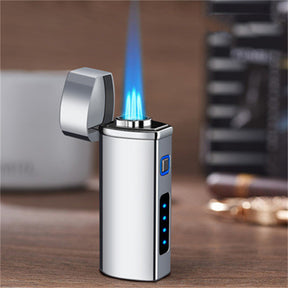 High Firepower Three Straight Spray Blue Flame Cigar Condenser Lighter Creative Air Electricity One Electronic Induction Lighter