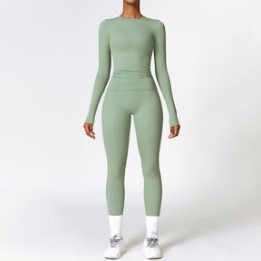 Tight-fitting Brushed Yoga Suit Quick-drying Fitness Clothes  Fitness Long Sleeve Tracksuits Sports Suit Gym Top High Waist Leggings Women Sets Yoga Set