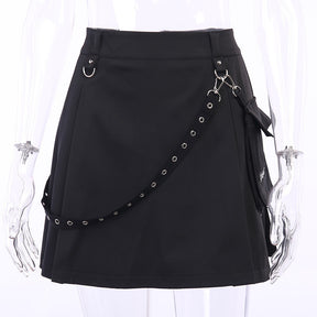 Functional Wind Punk Girl Irregular Pleated A-line Skirt