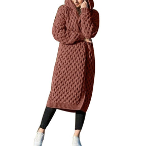 Women Winter Thick Warm Hooded Knitted Cardigan