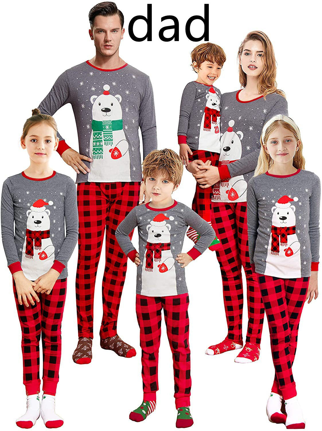 Home Wear Bear Print Parent-child Suit Christmas