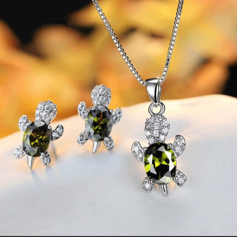 Women's Tortoise Earrings Necklace Set