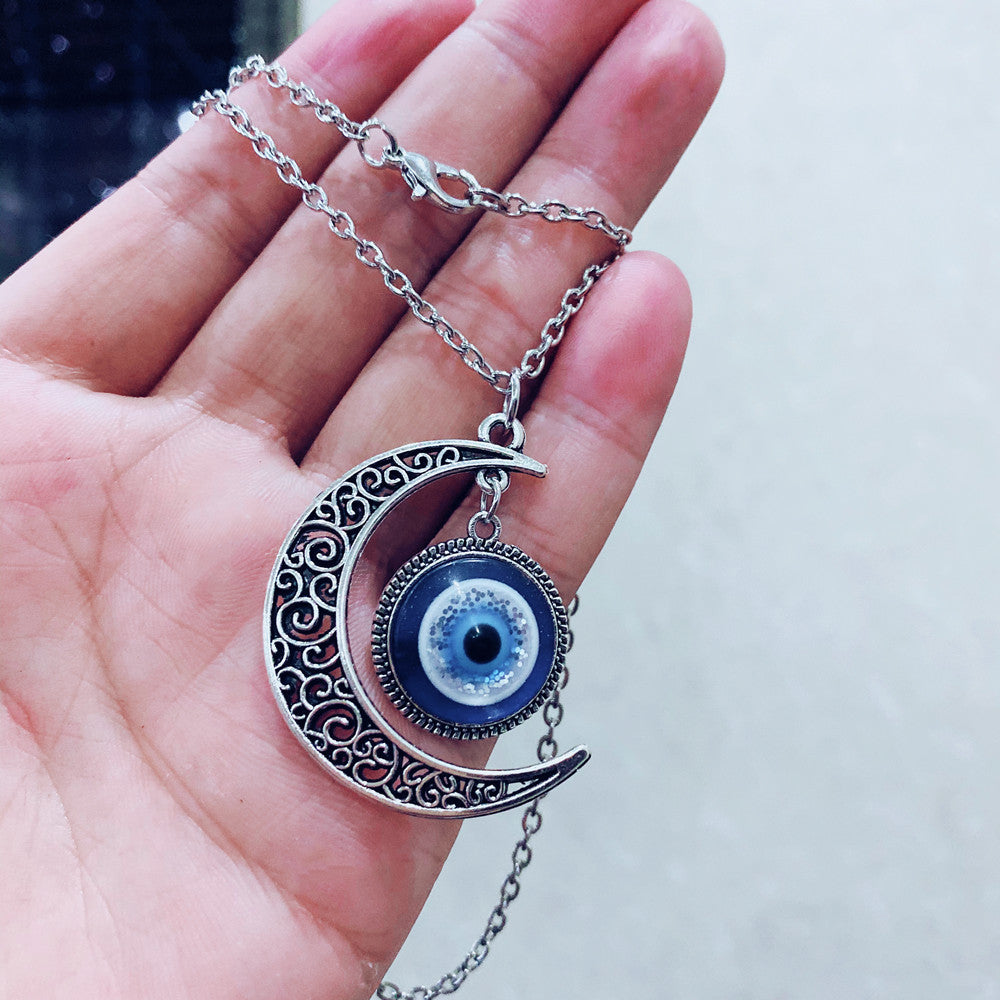 Turkey Blue Eye Pendant Moon Necklace