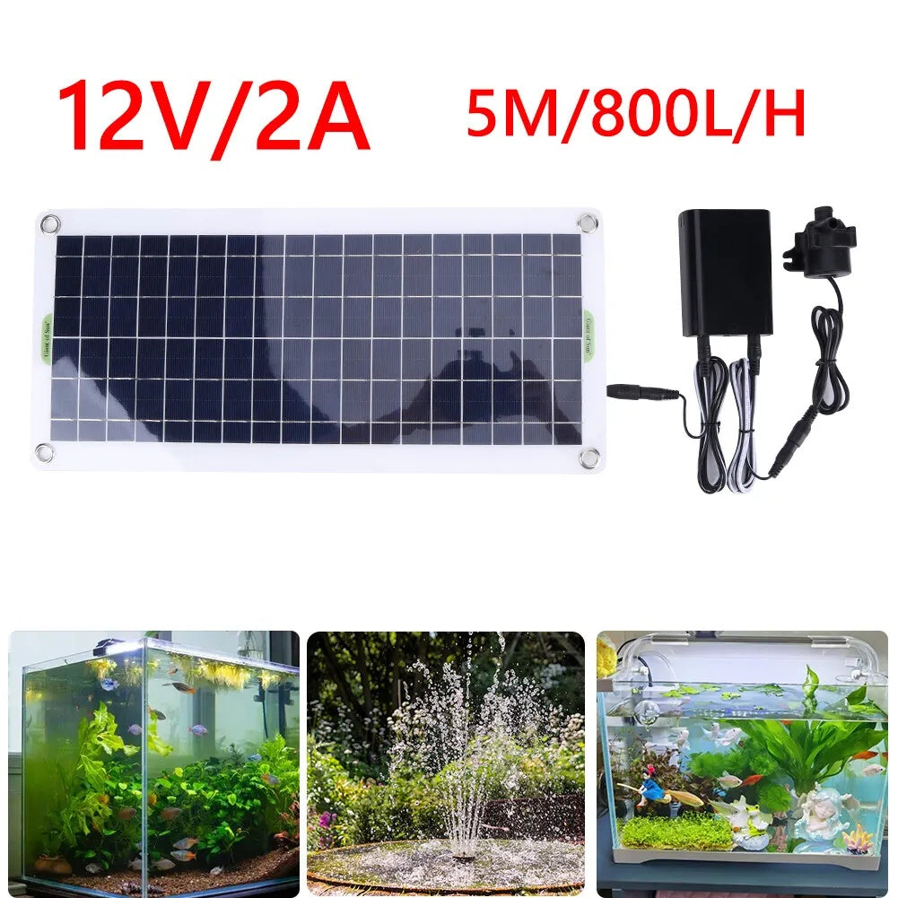 Solar Panel Powered Water Feature Garden Pool Pond Aquarium Fountain