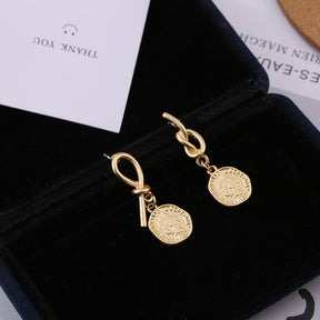 New Vintage Matte Irregular Earring Creative Head Earrings Temperament Women Fashion Earrings Jewelry