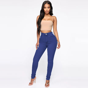 Slimming Jeans Pants For Women High Waist Trousers With Pockets