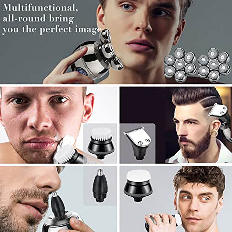 Men's Electric Shaver Floating Head  USB Charging Dock LCD Waterproof Portable Nose Hair Trimmer Bald Razor Machine Shaving