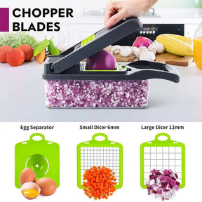 Kitchen Gadgets Vegetable Chopper with Container Set, Multifunctional Manual Vegetable Chopper Set, Portable Fruit & Vegetable Washing Drain Basket Set, Summer Stuff, Kitchen Accessories