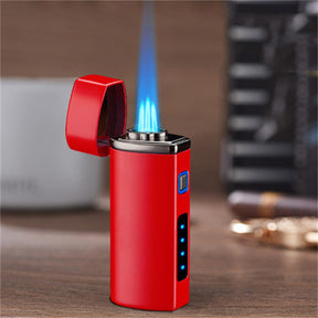 High Firepower Three Straight Spray Blue Flame Cigar Condenser Lighter Creative Air Electricity One Electronic Induction Lighter