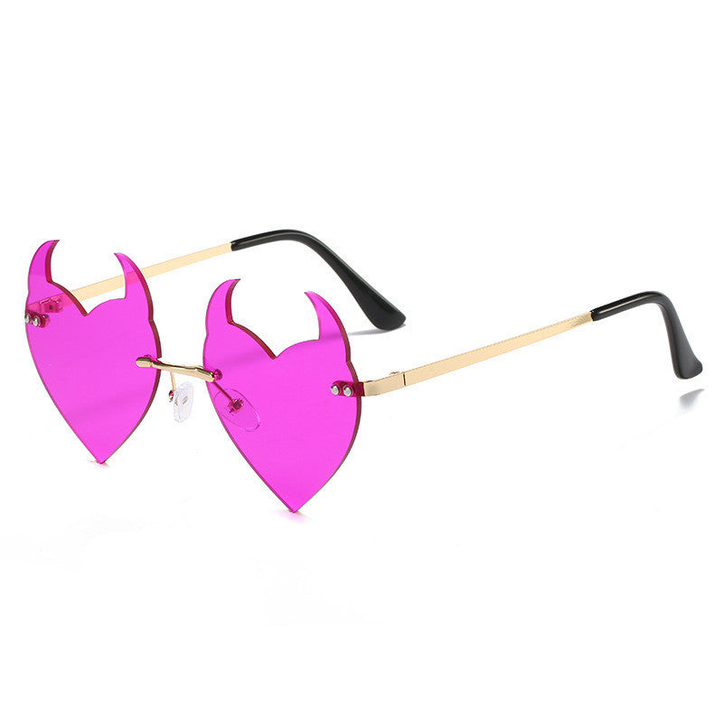 Women's Fashion Casual Rimless Devil Sunglasses