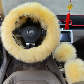 Three-piece wool steering wheel cover