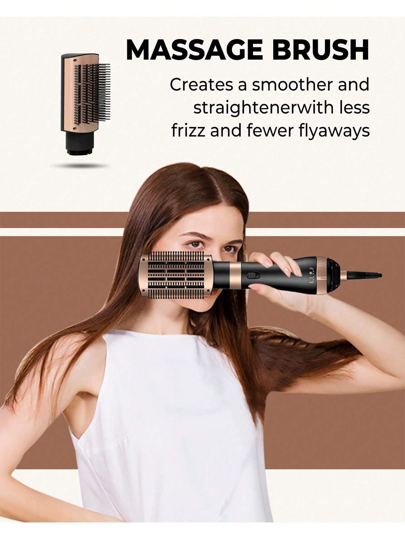 Multifunctional 4-In-1 Hair Styler, Straightening & Curling & Volumizing & Blow Drying Hot Air Comb