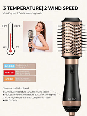 Multifunctional 4-In-1 Hair Styler, Straightening & Curling & Volumizing & Blow Drying Hot Air Comb