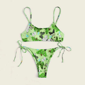 Summer Flowers Print Bikini Sexy Beach Swimming Suit Fashion Push Up Swimsuit Womens Clothing