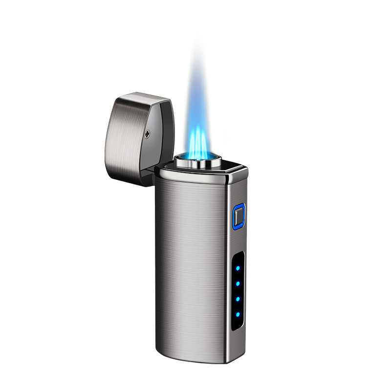 High Firepower Three Straight Spray Blue Flame Cigar Condenser Lighter Creative Air Electricity One Electronic Induction Lighter