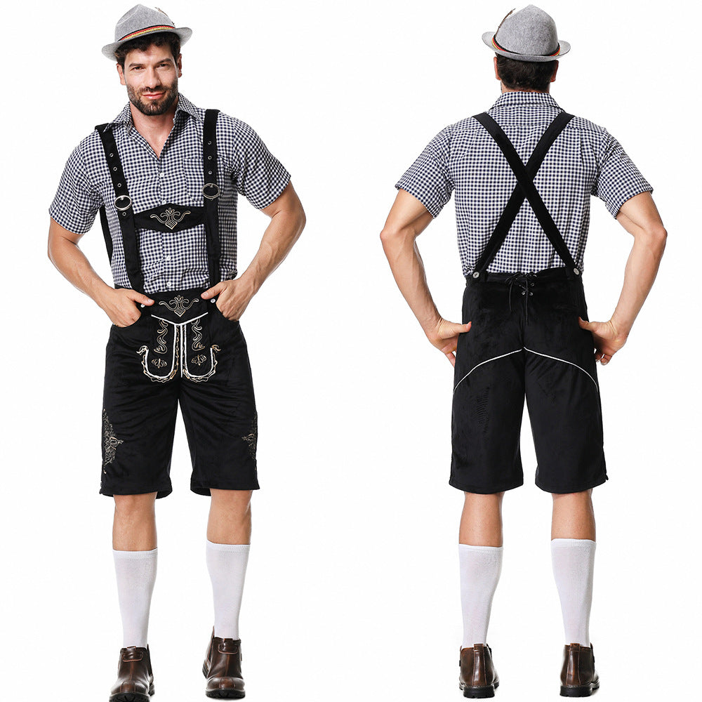 Oktoberfest Party Costume Oktoberfest Bavarian Strap Leather Pants Suit