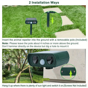 Animal Repellent, Solar Motion Sensor, Outdoor Farm, Garden, Courtyard Solar Power Ultrasonic Animal Repeller Pest Repellent Dog Cat Deer Raccoon