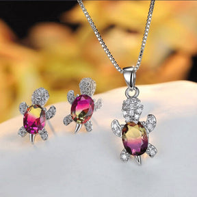 Women's Tortoise Earrings Necklace Set