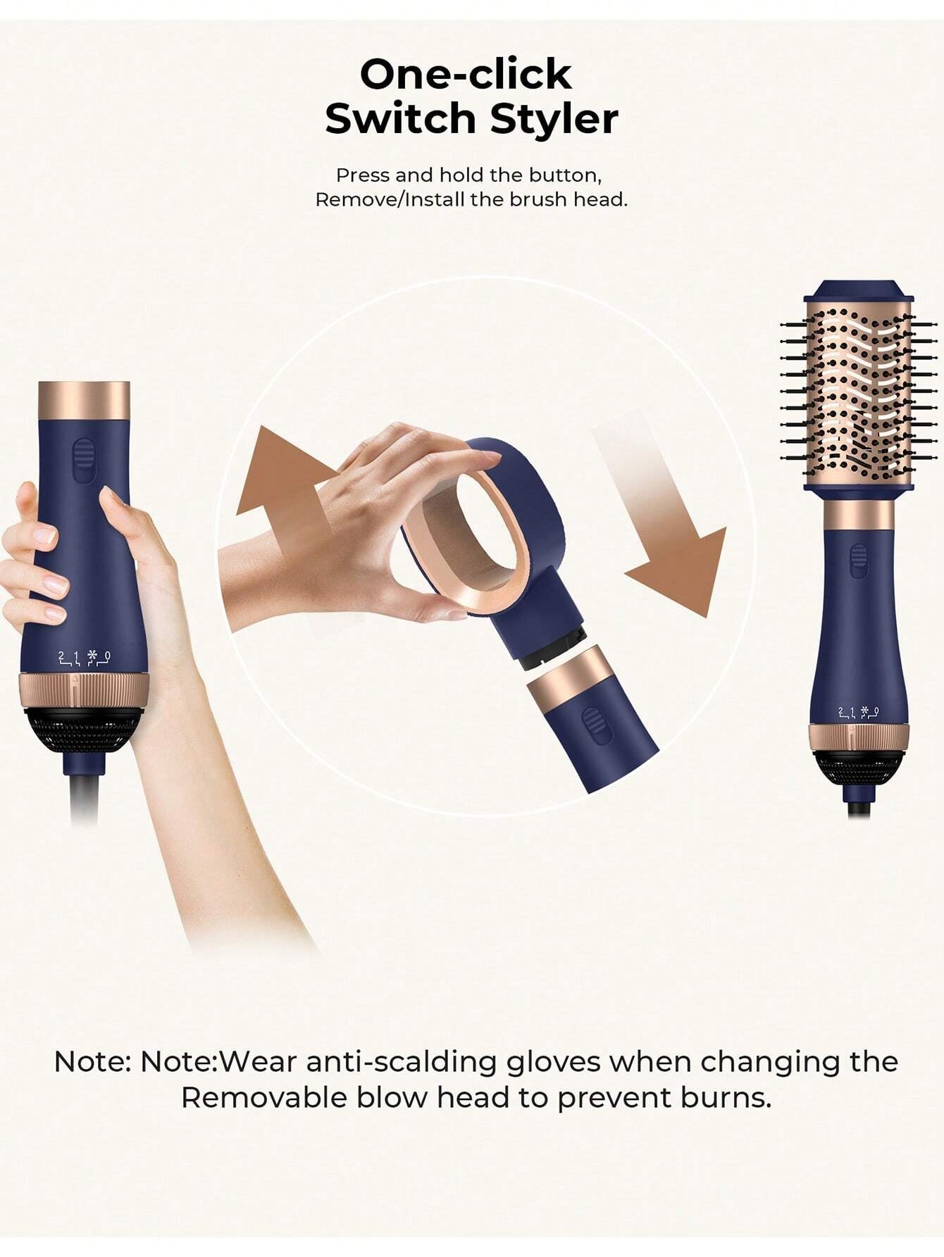 Multifunctional 4-In-1 Hair Styler, Straightening & Curling & Volumizing & Blow Drying Hot Air Comb