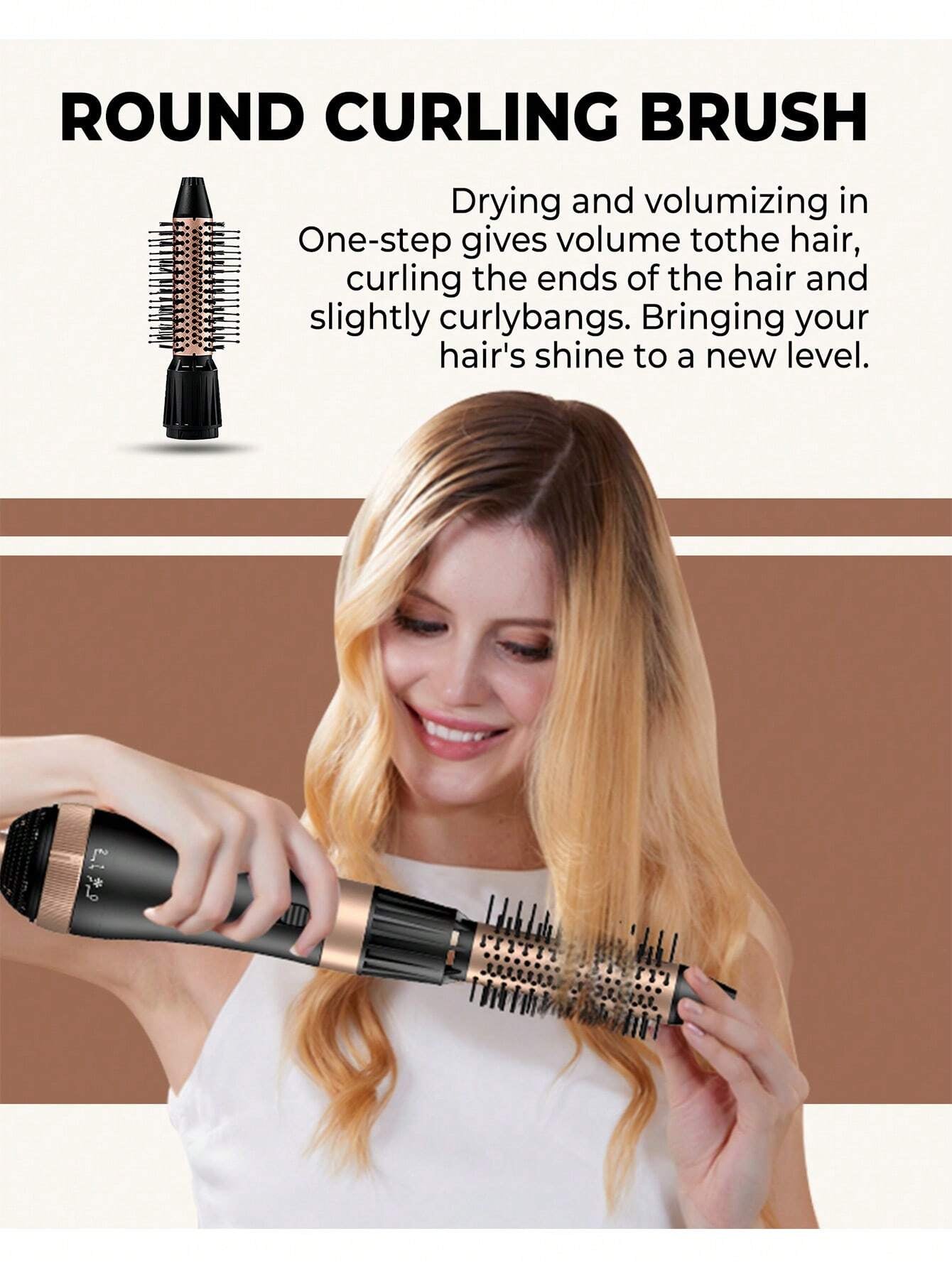 Multifunctional 4-In-1 Hair Styler, Straightening & Curling & Volumizing & Blow Drying Hot Air Comb