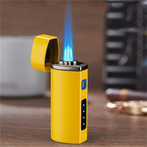 High Firepower Three Straight Spray Blue Flame Cigar Condenser Lighter Creative Air Electricity One Electronic Induction Lighter