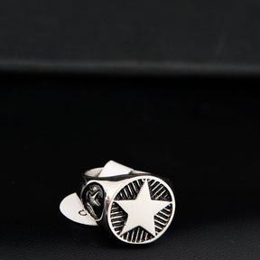 Five-pointed Star Round Brand Personality Titanium Steel Hip Hop Ring