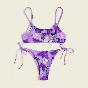 Summer Flowers Print Bikini Sexy Beach Swimming Suit Fashion Push Up Swimsuit Womens Clothing