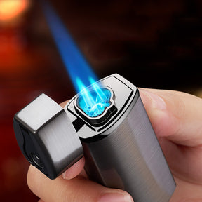 High Firepower Three Straight Spray Blue Flame Cigar Condenser Lighter Creative Air Electricity One Electronic Induction Lighter