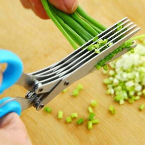 Multifunctional Multi-layer Green Onion Scissors Stainless Steel Onion Cutting Knife Herb Seaweed Spice Scissors Kitchen Scissor Kitchen Gadgets