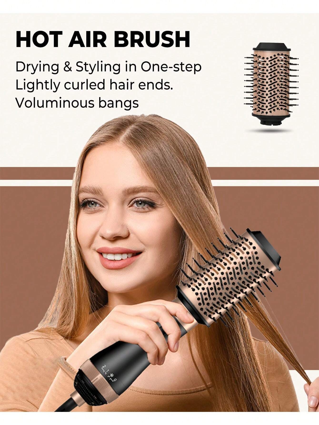 Multifunctional 4-In-1 Hair Styler, Straightening & Curling & Volumizing & Blow Drying Hot Air Comb