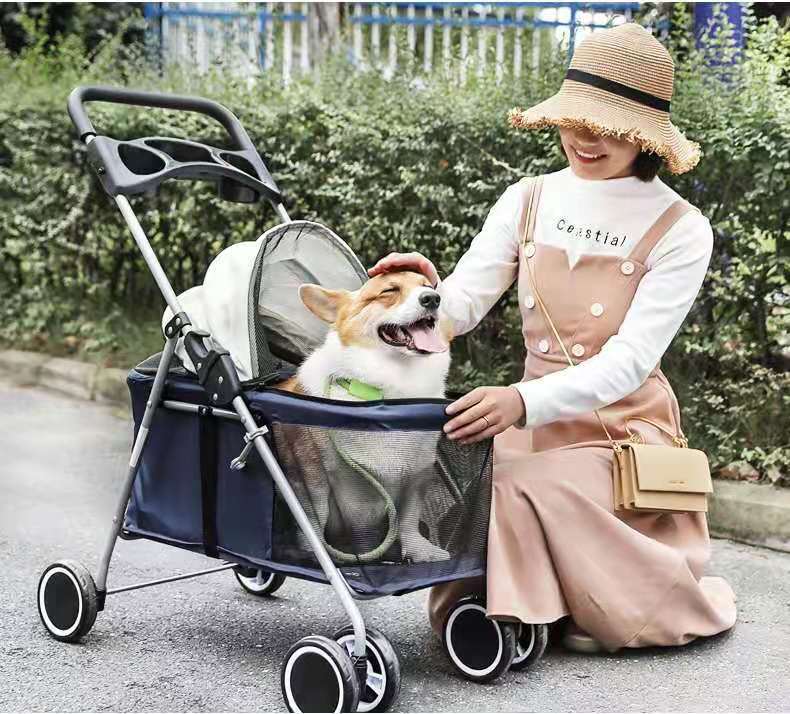 Cat Outdoor Portable Folding Pet Stroller Car Dog Cat Pika Small Lightweight Carriage