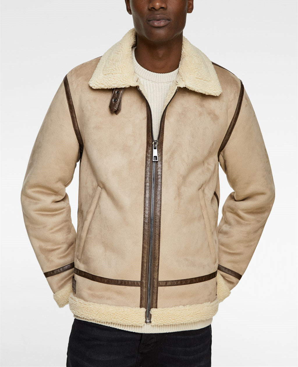 Men's Lapel Suede Fabric Jacket Coat