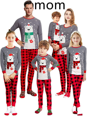 Home Wear Bear Print Parent-child Suit Christmas