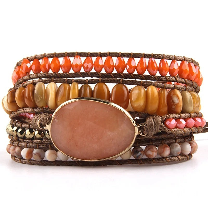 Hot Sale Bohemian Winding Natural Semi-precious Stone Bracelet