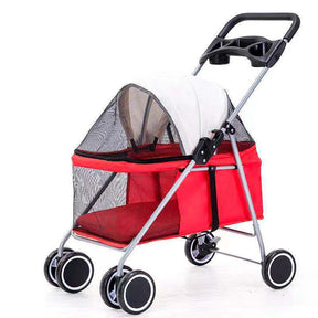 Cat Outdoor Portable Folding Pet Stroller Car Dog Cat Pika Small Lightweight Carriage