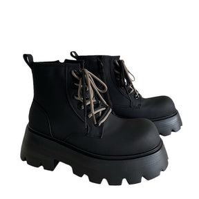 Martin Boots Height Increasing Lace-up Motorcycle High-top Leather Boots