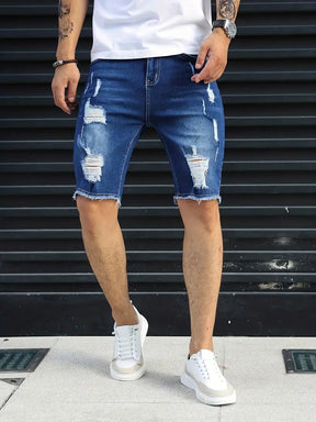 Leisure Ripped Slim Fit Denim Shorts