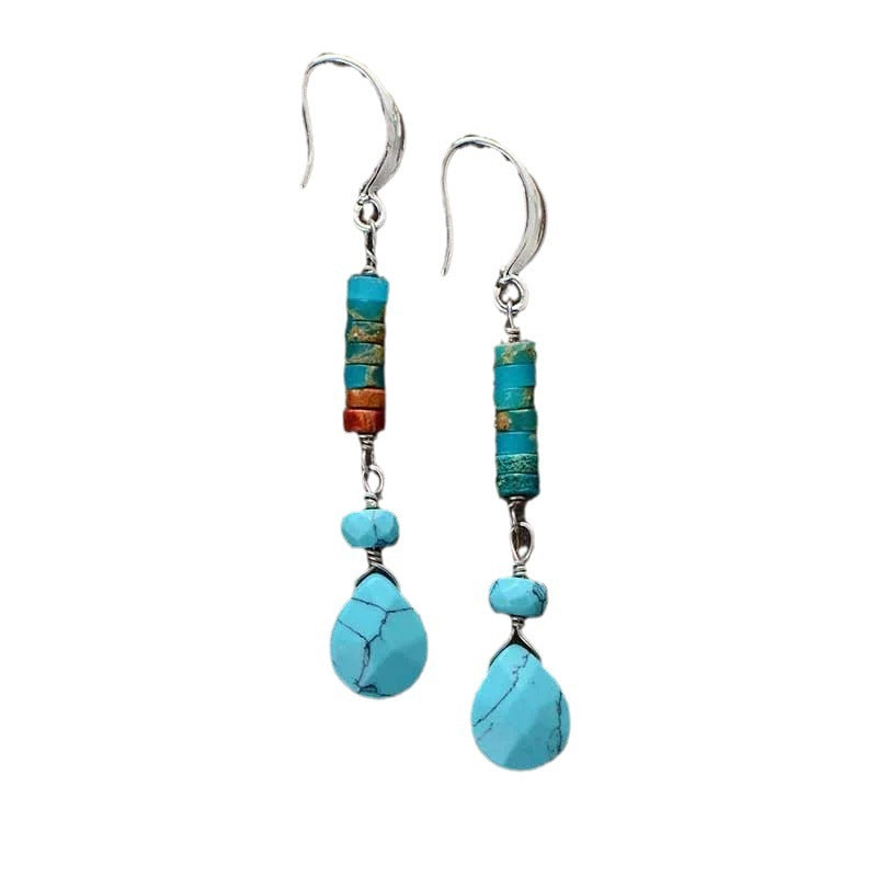 Natural Stone Spacer Colorful Simple Ethnic Earrings