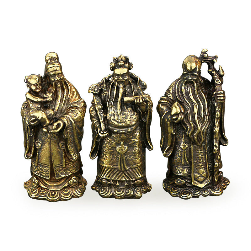 Pure Copper Fu Lu Shou Three Immortals Home Decoration