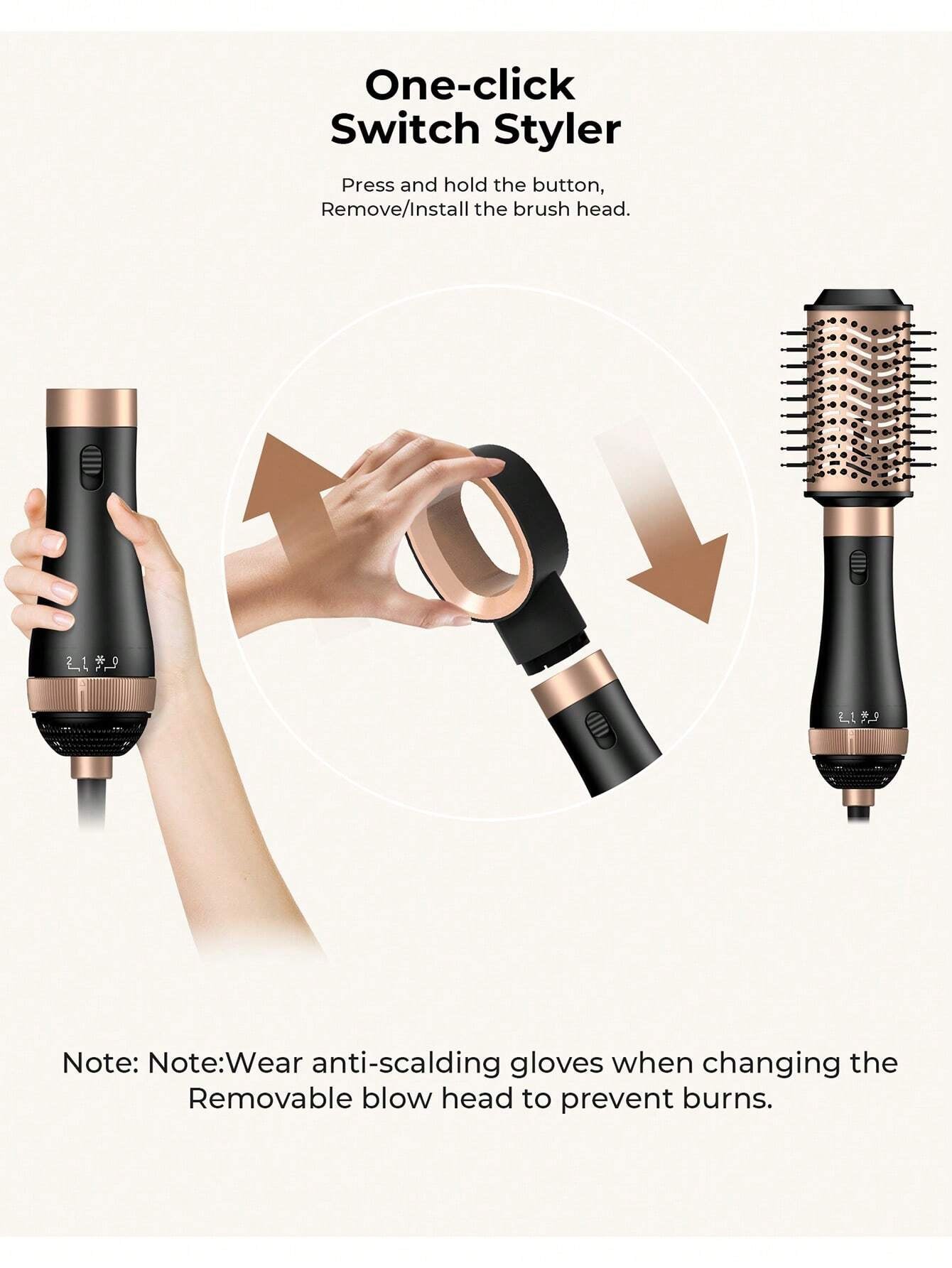 Multifunctional 4-In-1 Hair Styler, Straightening & Curling & Volumizing & Blow Drying Hot Air Comb